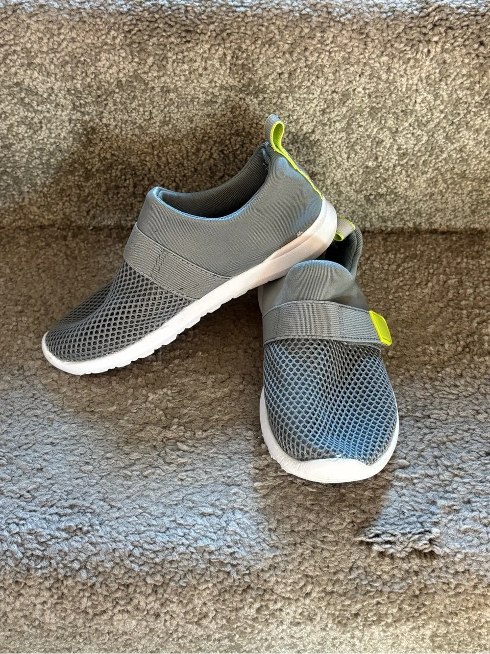 Cat & Jack Grey Mesh Slip-On Water Shoes with Neon Yellow Accent